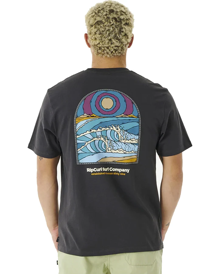 RIP CURL BLAZED AND TUBED TEE WASHED BLACK 1 RIP CURL BLAZED AND TUBED TEE WASHED BLACK
